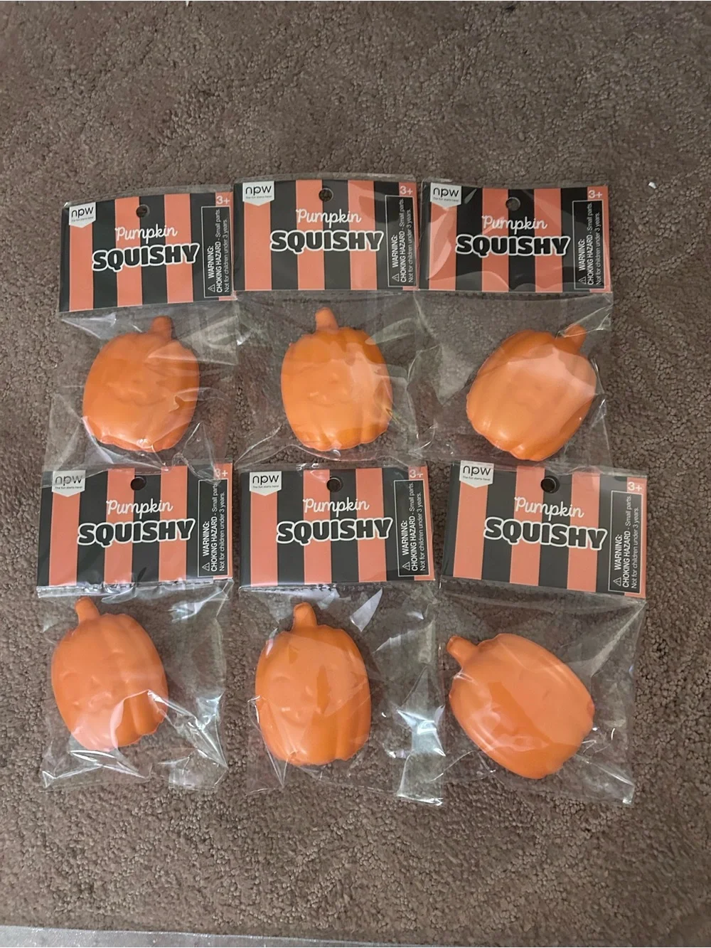 Pumpkin Squishy Stress Toys - Orange (Pack of 6)